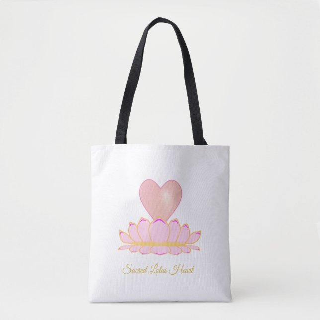 Sacred Lotus Heart Tote Bag (Front)