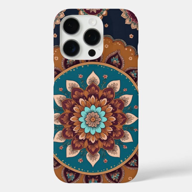 Sacred Lotus Mandala iPhone 15 Pro Case – Elegant  (Back)