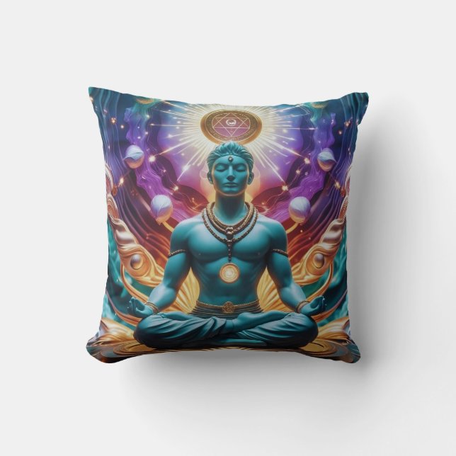 Sacred Mandala Spiritual Art Throw Pillow (Front)