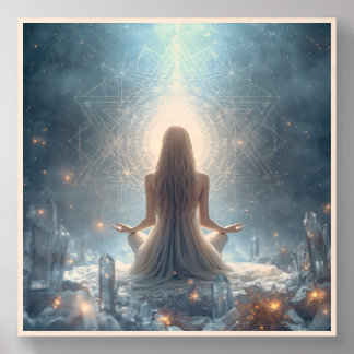 Sacred Meditation Crystal Sanctuary Wall Art Wood Photo Tile