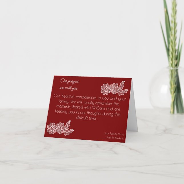 Sacred Memories Nursing Home Condolences Card (Front)