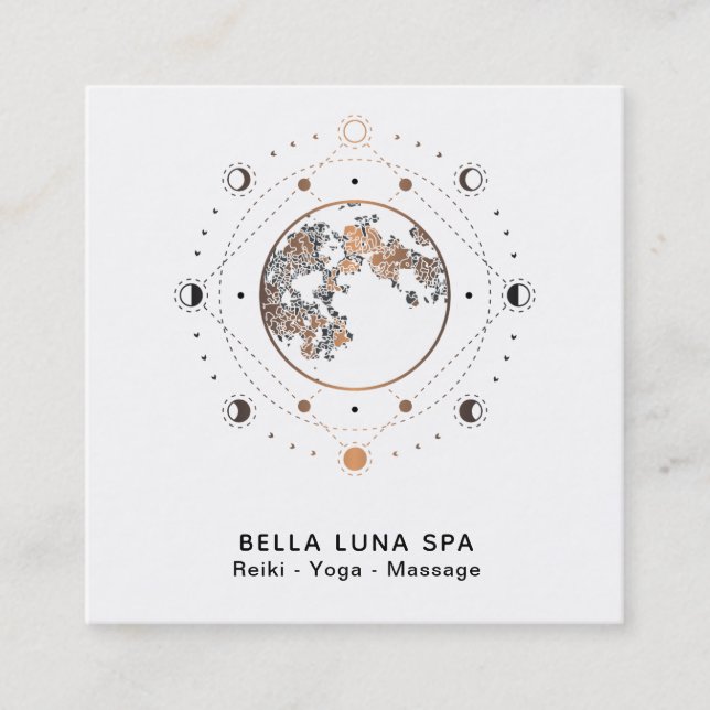 *~* Sacred Moon Phases Universe Luna Shaman Stars Square Business Card (Front)