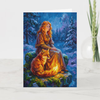 Sacred Nature: Celtic Goddess Brigid Art on Canvas Card
