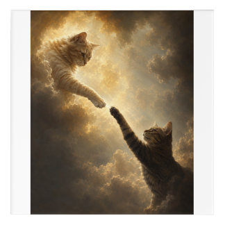 Sacred Near Touch Between Cats Acrylic Wall Art