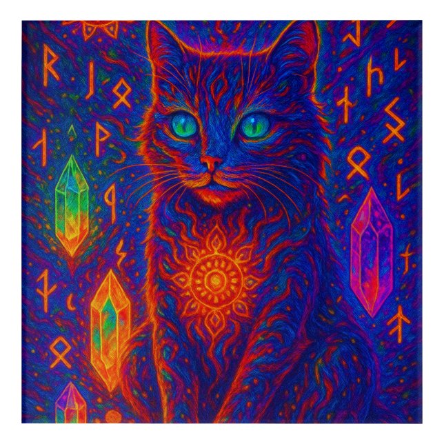 Sacred Neon Cat Acrylic Print (Front)