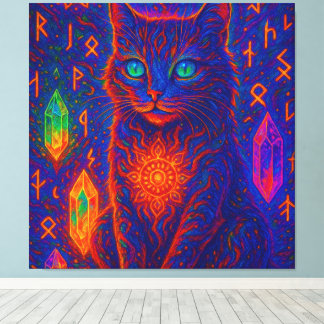 Sacred Neon Cat Canvas Print