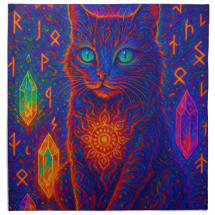 Sacred Neon Cat Cloth Napkin
