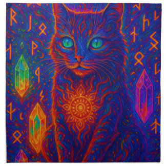 Sacred Neon Cat Cloth Napkin