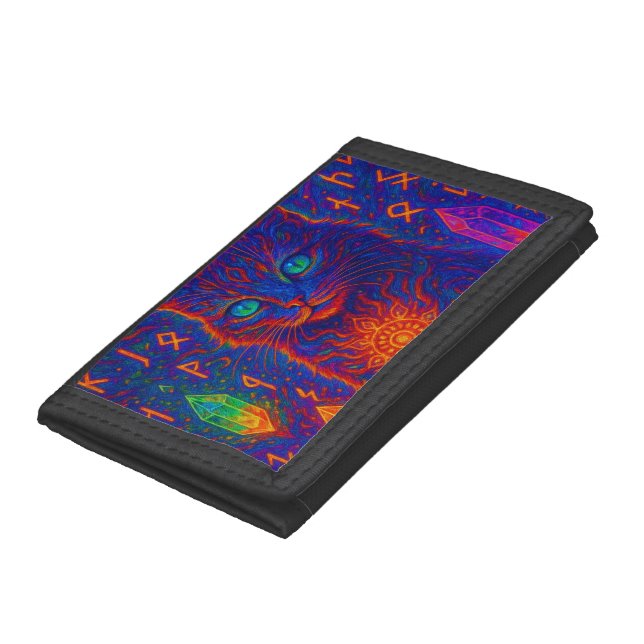 Sacred Neon Cat Trifold Wallet (Bottom)