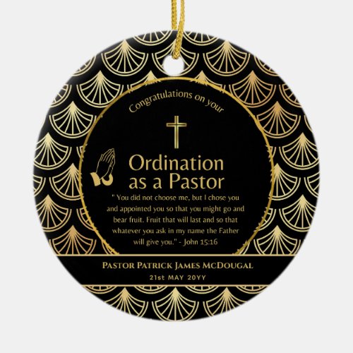 Sacred Newly Ordained Pastor Bible Verse Custom Ceramic Ornament