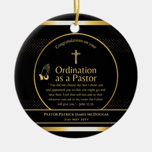 Sacred Newly Ordained Pastor Bible Verse Custom Ceramic Ornament