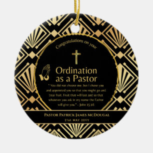 Sacred Newly Ordained Pastor Bible Verse Custom Ceramic Ornament