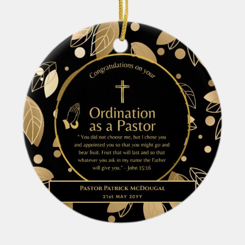 Sacred Newly Ordained Pastor Bible Verse Custom Ceramic Ornament