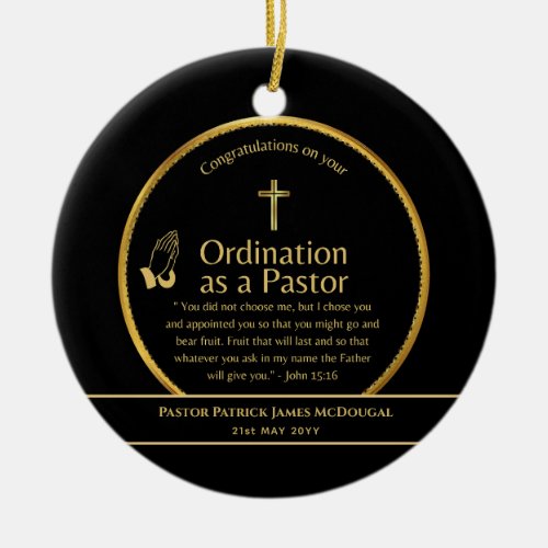 Sacred Newly Ordained Pastor Bible Verse Custom Ceramic Ornament