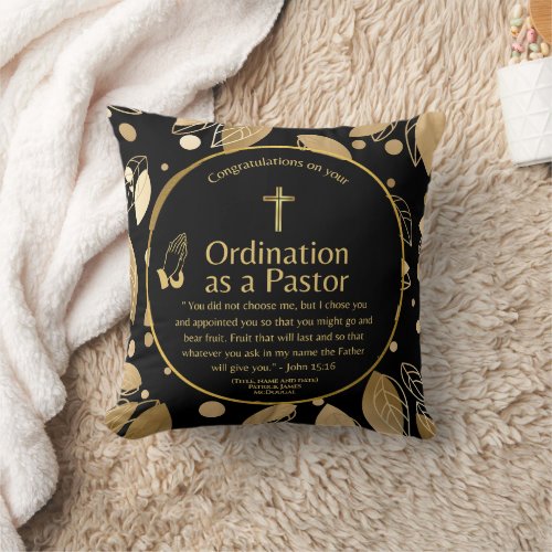 Sacred Newly Ordained Pastor Bible Verse Custom Throw Pillow