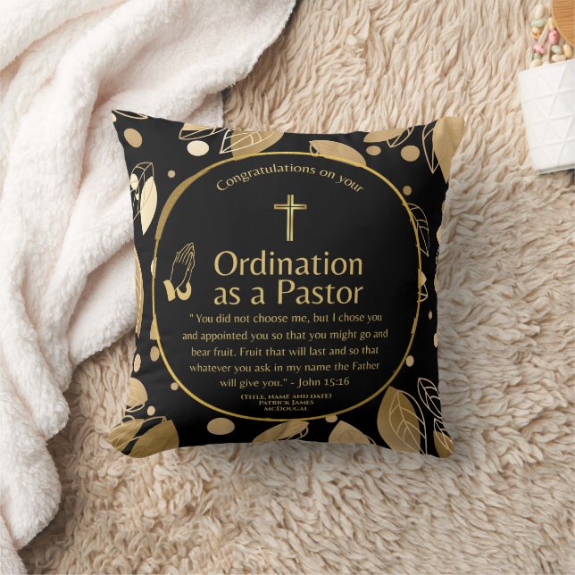 Sacred Newly Ordained Pastor Bible Verse Custom Throw Pillow (Blanket)