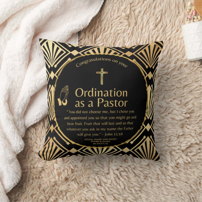 Sacred Newly Ordained Pastor Bible Verse Custom Throw Pillow (Blanket)