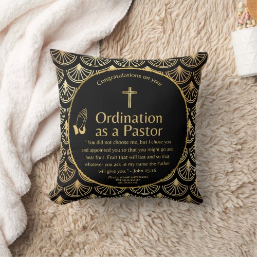 Sacred Newly Ordained Pastor Bible Verse Custom Throw Pillow