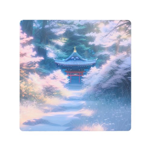 Sacred Oasis Shinto Shrine Hidden in the Forest Metal Print