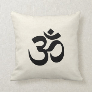 Sacred Om in cream Throw Pillow