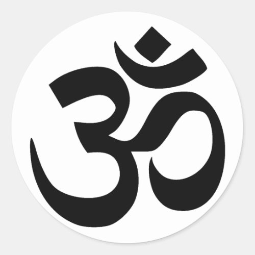 Sacred Om Symbol Sanskrit Script Writing Classic Round Sticker