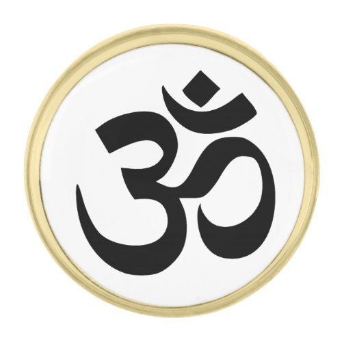 Sacred Om Symbol Sanskrit Script Writing Gold Finish Lapel Pin