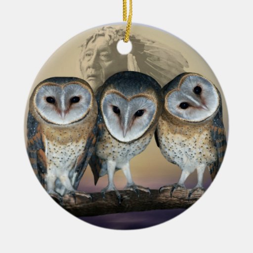 Sacred Owl North American Indian Ceramic Ornament