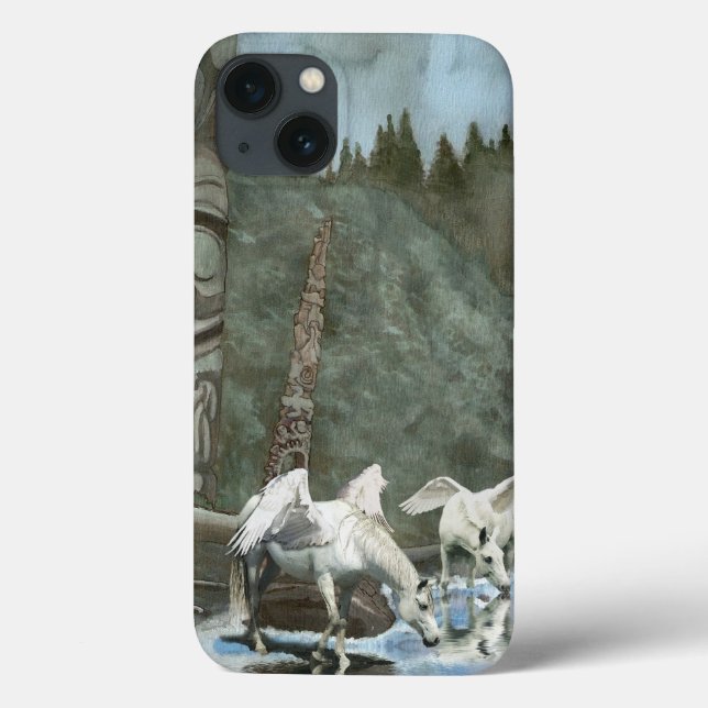 Sacred Pegasi Drinking from River Fantasy Art Case-Mate iPhone Case (Back)