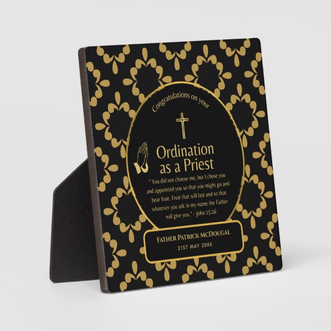 Sacred Priest Gift Pastor Deacon Ordination Custom Plaque (Front)