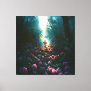 Sacred religious cross artwork for peaceful spaces canvas print