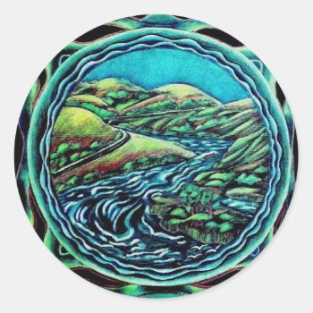 Sacred River Mandala Sticker by arteeclectica at Zazzle