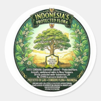 Sacred Sandalwood Tree Art - Rare Indonesian Botan Classic Round Sticker