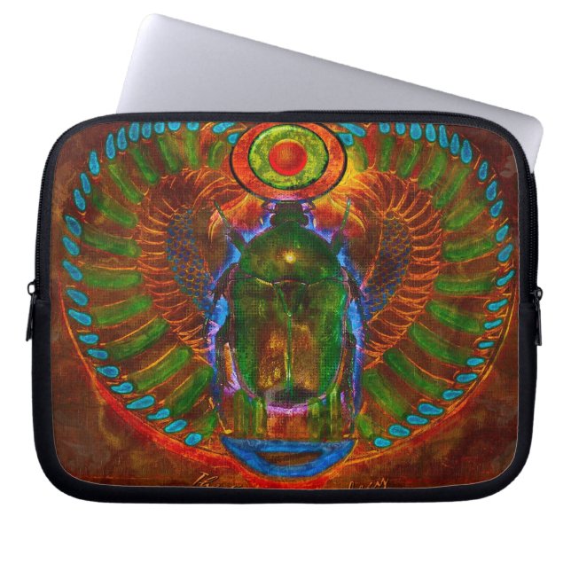 Sacred Scarab Beetle Ancient Egypt Laptop Sleeve (Front)