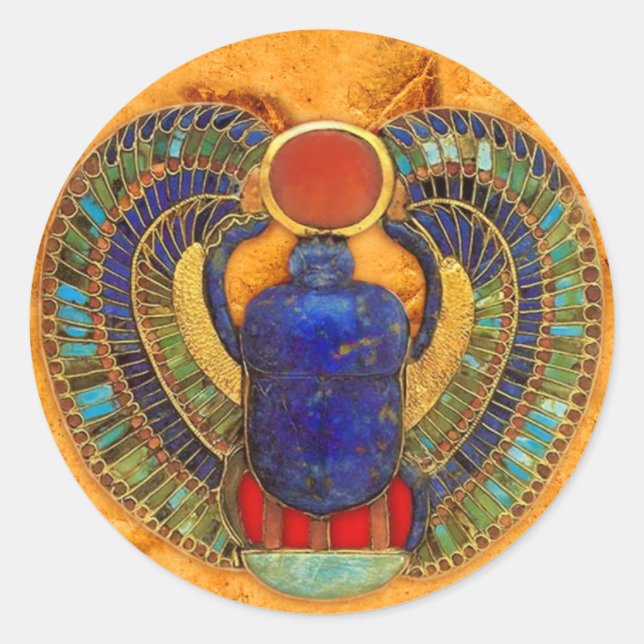 Sacred Scarab of Ancient Egypt Classic Round Sticker (Front)