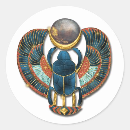 Sacred Scarab of King Tut Classic Round Sticker