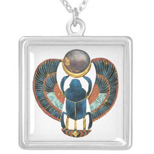 Sacred Scarab of King Tut Silver Plated Necklace