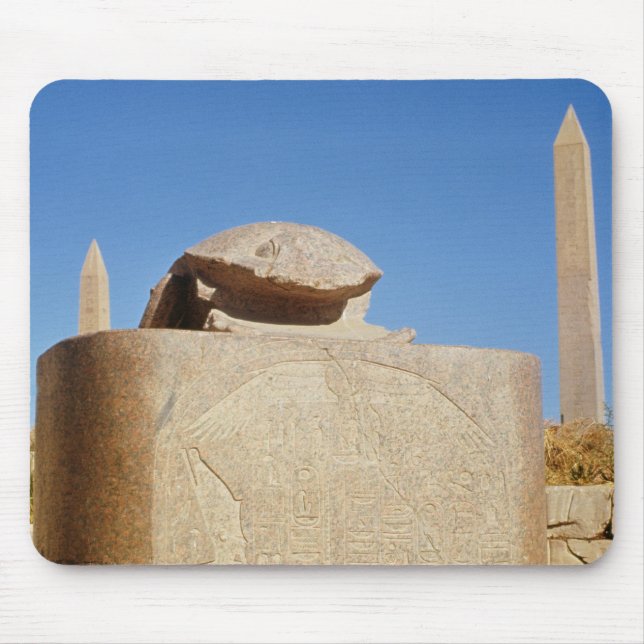 Sacred scarab statue in the Temple of Amun Mouse Pad (Front)