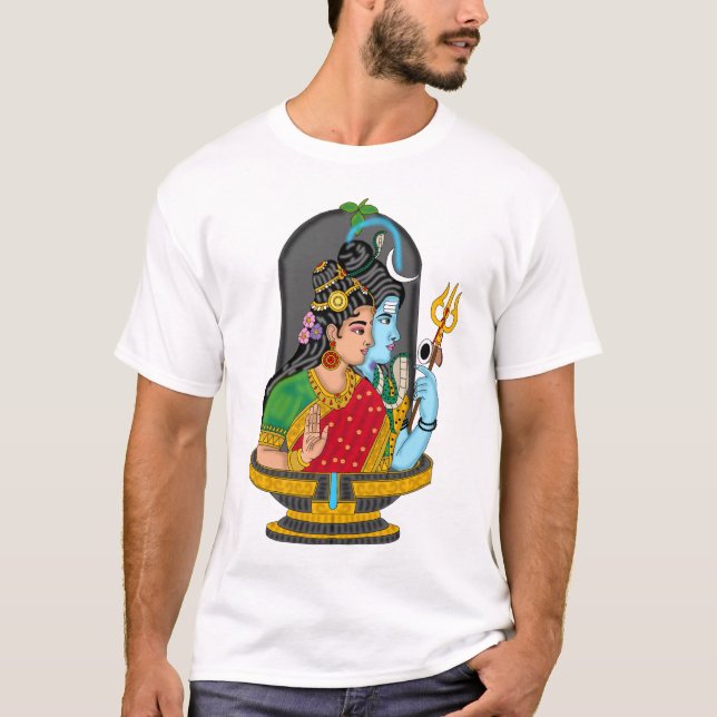 Sacred Shiva Parvati T-Shirt – Divine Love & Cosmi (Front)