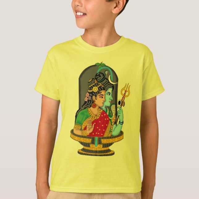 Sacred Shiva Parvati T-Shirt – Divine Love & Cosmi (Front)