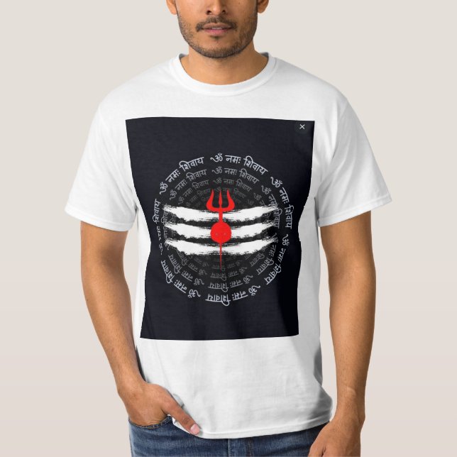 Sacred Shiva Trishul & Om Namah Shivaya Circle T-S T-Shirt (Front)