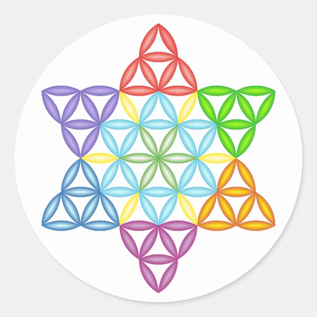 Sacred Star - Star Of Life, 02/3D-CF.  Classic Round Sticker (Front)