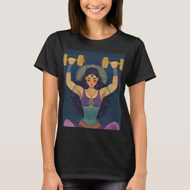 Sacred Strength Goddess Fitness Design T-shirt (Front)