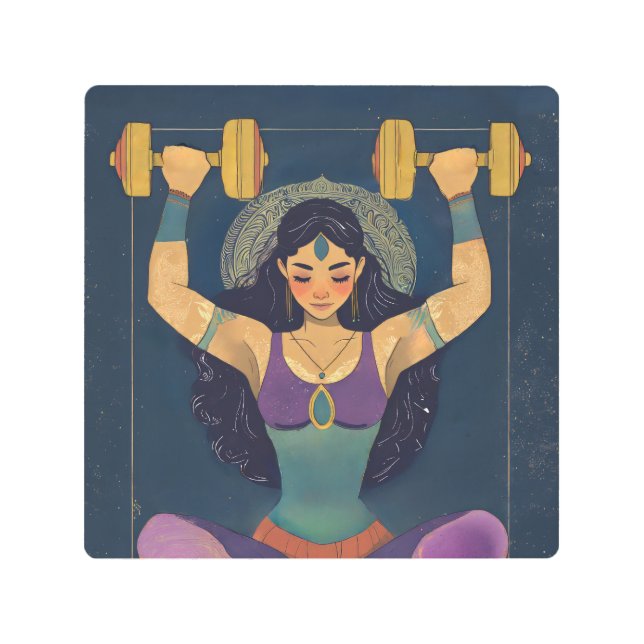 Sacred Strength Goddess Fitness Metal Print (Front)