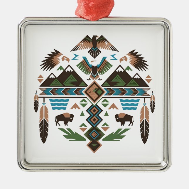 Sacred Symbols Metal Ornament (Front)
