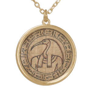 Sacred Thoth Ancient Egyptian Amulet of Wisdom Gold Plated Necklace