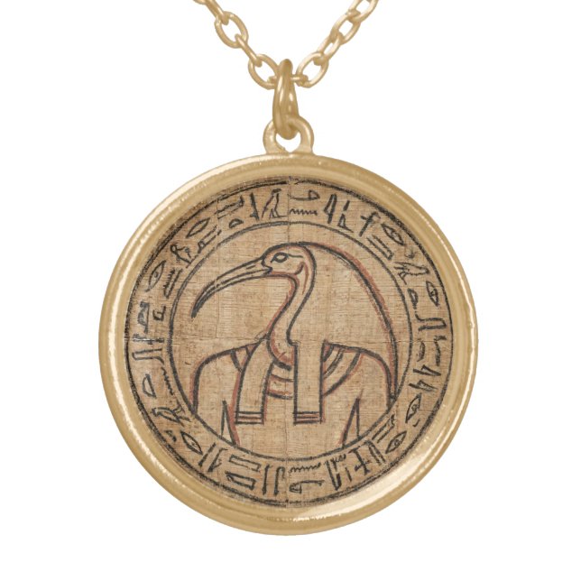 Sacred Thoth Ancient Egyptian Amulet of Wisdom Gold Plated Necklace (Front)