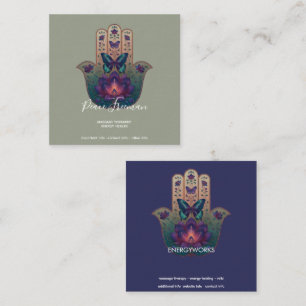 Sacred Transformation Hamsa Hand Design Square Business Card