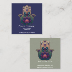 Sacred Transformation Hamsa Hand Design Square Business Card