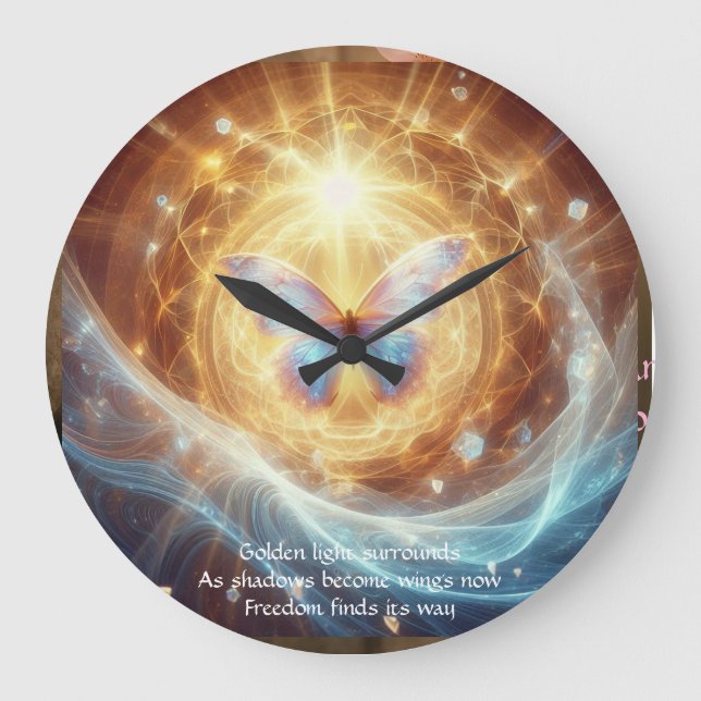 Sacred Transformation - Luminous Butterfly Clock (Front)
