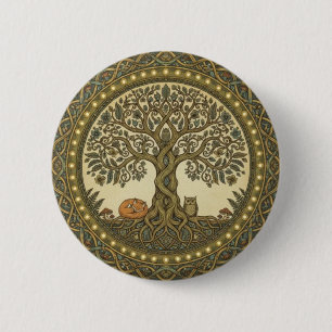 Sacred Tree of Life Celtic Art Button